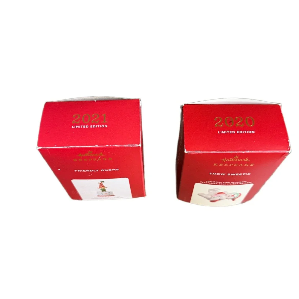 Hallmark Keepsake Ornaments‎ 2021 Friendly Gnome & 2020 Snow Sweetie Set of 2